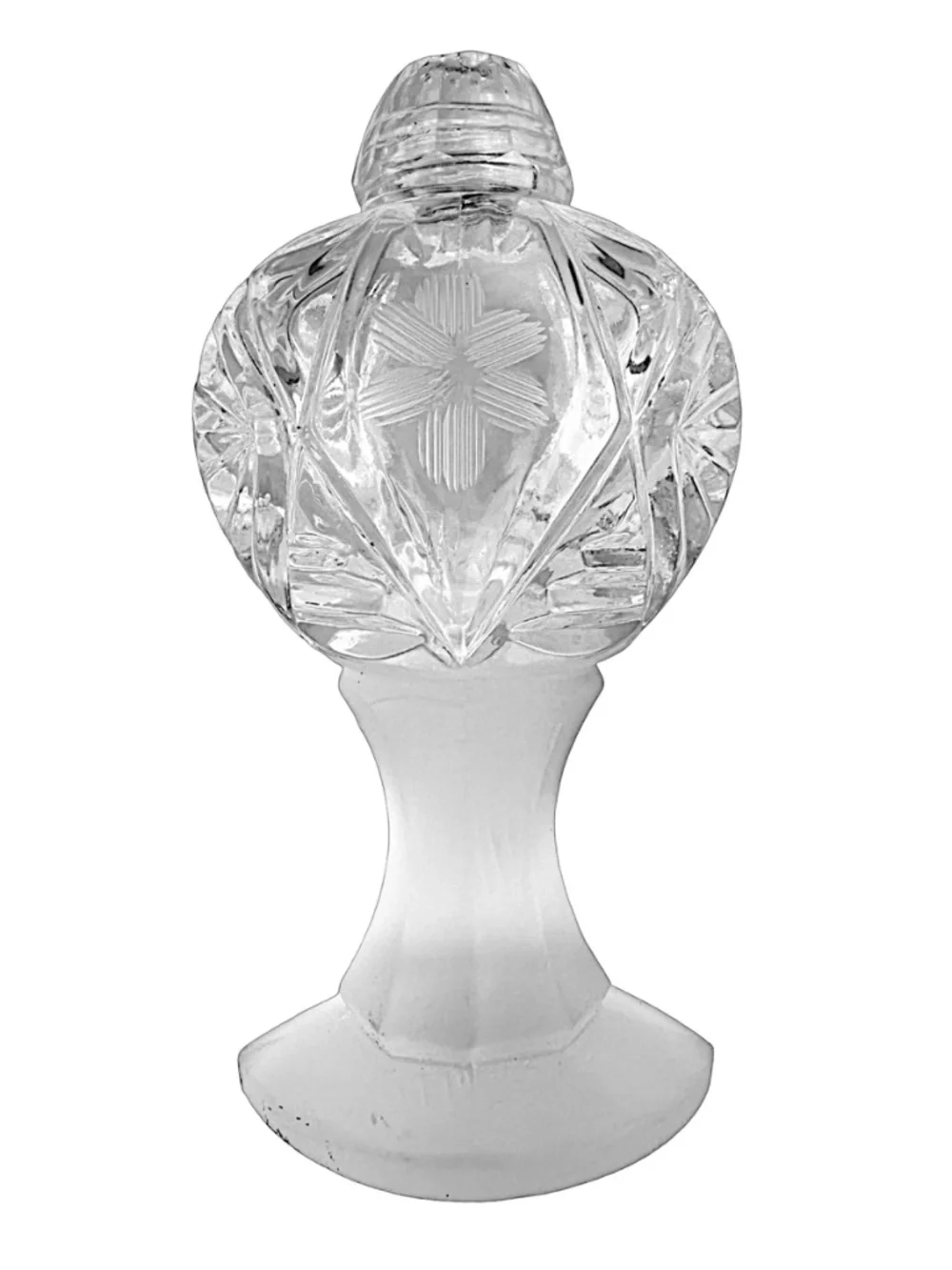 Vintage Bohemian Clear Matte Glass Crystal Cut Salt / Pepper Shaker 5”